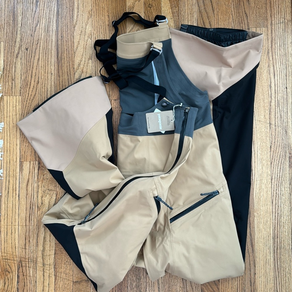 Patagonia Men’s Snowdrifter Bibs Grayling Brown Size L NWT